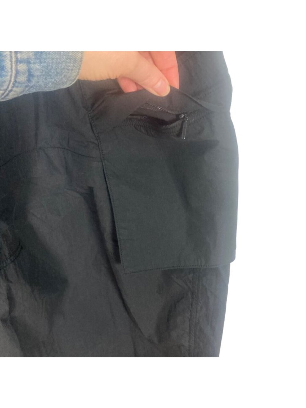 Gap x Beis Pant Womens 12 Convertible Cargo Barrel Black Wide Leg Travel Utility - Picture 7 of 11